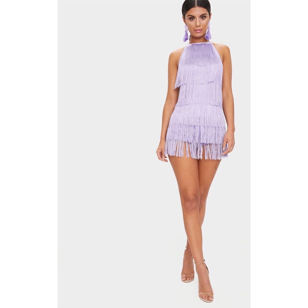 Pretty Little Thing Lilac Fringe Romper
